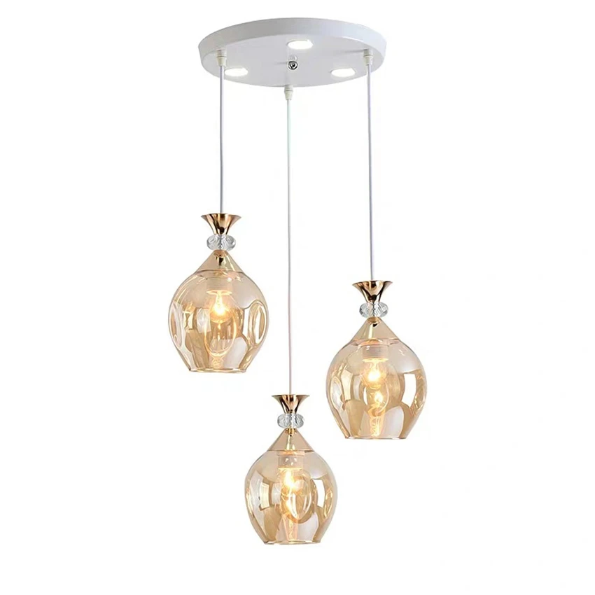 

Nordic irregular glass lampshade pendant lights restaurant LED kitchen lamp luxury modern bedroom magic bean decor pendant lamps