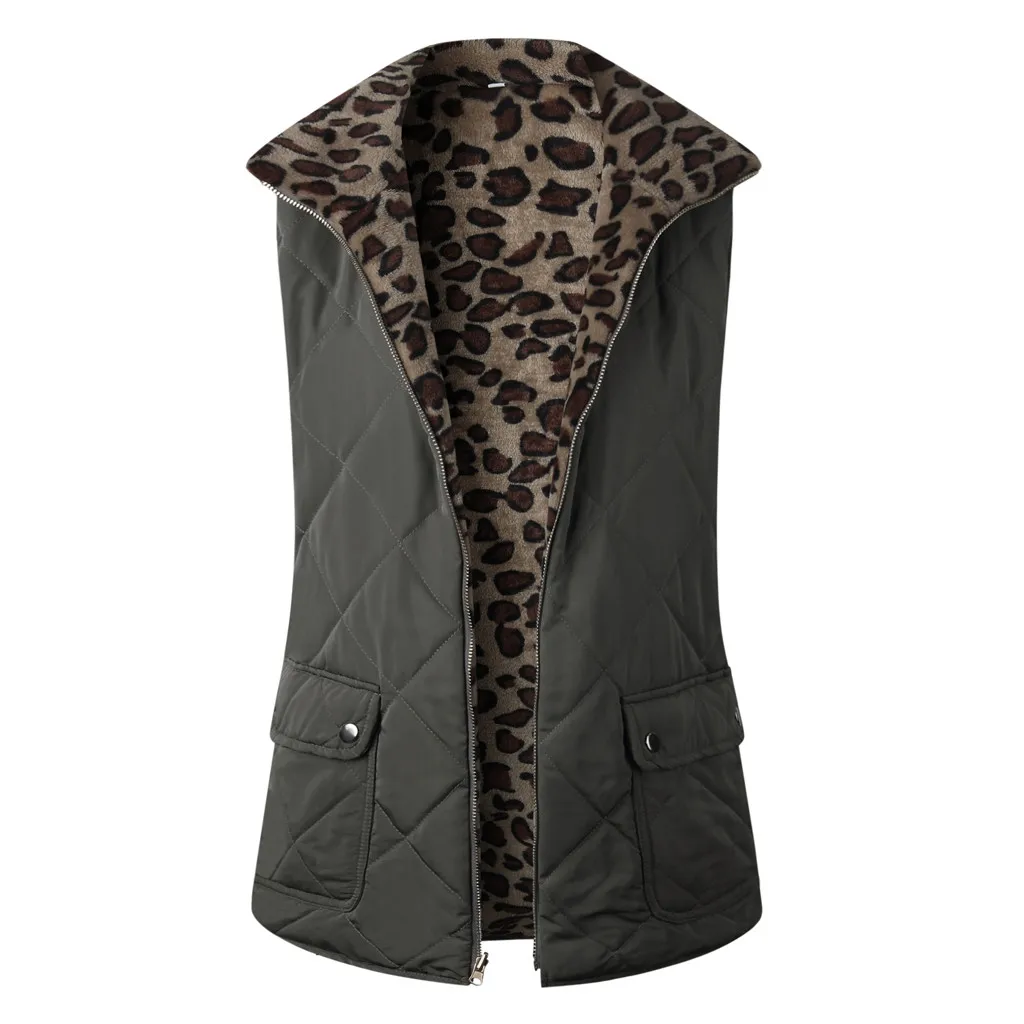 JAYCOSIN, Женское пальто, модная женская леопардовая одежда, пуловер без рукавов, блузка с открытым передом, куртка, пальто, верхняя одежда, зимний жилет