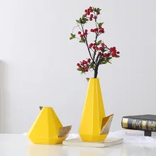 Многофункциональный оригами маленький желтый цыпленок статуэтки керамическая ваза для цветов украшения дома аксессуары современный дизайн украшения