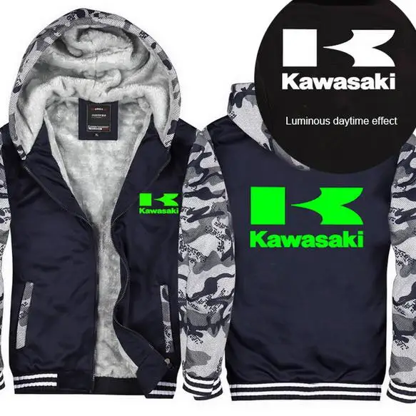 Зимнее пальто Kawasaki Moto с белым логотипом, мужские повседневные толстые теплые толстовки, мужская хлопковая куртка, повседневные толстовки для мотогонок D - Цвет: Лаванда