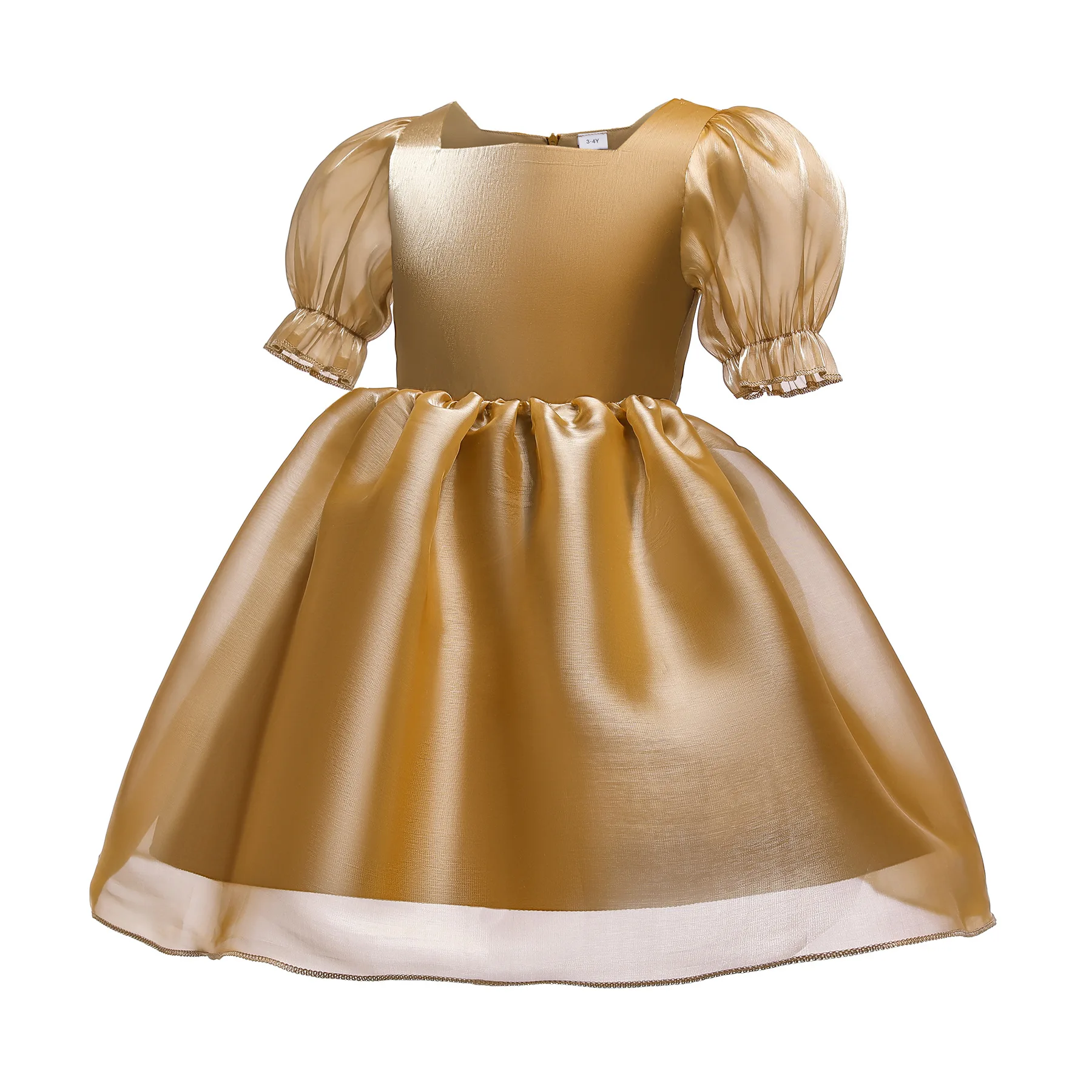 

New girls' short-sleeved dress for baby solid color organza puff tutu princess for party wedding dress