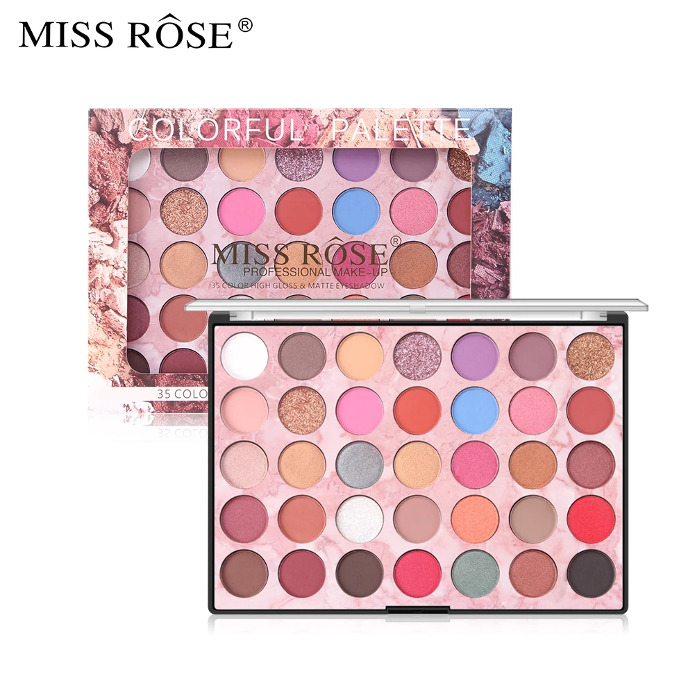 

MISS ROSE Eyeshadow Palette Cosmetics Makeup 35 Colors Glitter Matte Pearlescent Sequins Eye Shadow Smooth Long Lasting Pigment
