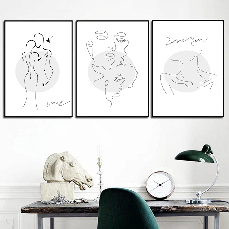 Abstract-Black-White-Romantic-Kiss-Canvas-Painting-Quotes-Wall-Art-Poster-Print-Fashion-Picture-Couples-Lovers (2)