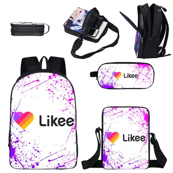 

3D Print Russia LIKEE Video App Backpack Women Likee 3pcs/set Bookbag Bag Double Layer Zipper 2020 School Bags for Teenage Girls