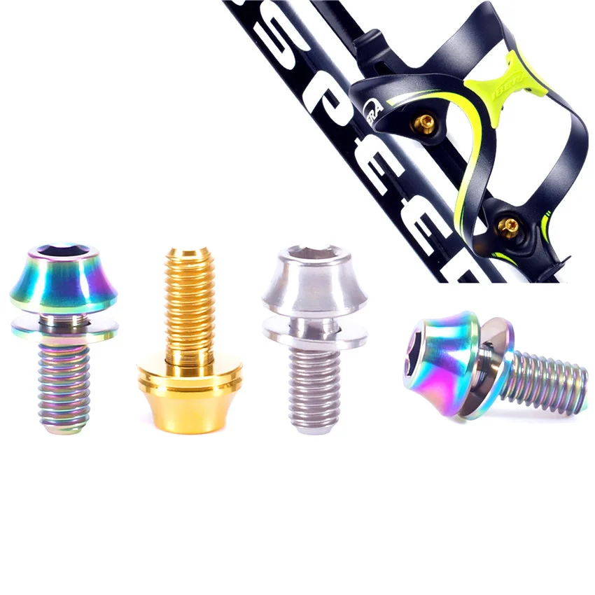 Titaniu Bolts M5 x12 mm for Water Bottle Cage Mountain/Road Bike Ti Bolts Cone Head with Captive