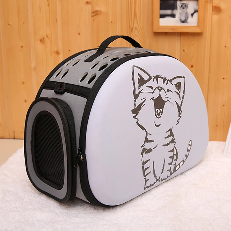 Dog Carrier Bag Portable Cats Handbag Foldable Travel Bag Puppy Carrying Mesh Shoulder Pet Bags - Цвет: Grey C