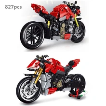 

High-Tech Creative MOC Sports Racing Ducatis Motorcycle Building Blocks Simulation Model Kit Compatible With Bricks Kids Toys