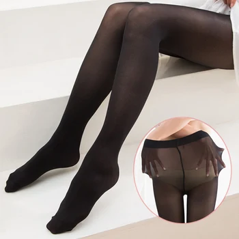 

Legs Fake Translucent Warm Fleece Pantyhose Women Soft Leggings Non-slip Silicone Pants GDD99