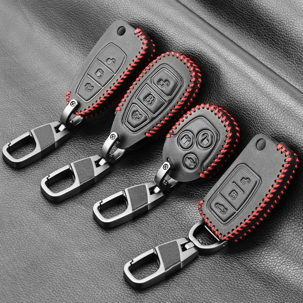 Кожаный чехол для ключей Ford Fiesta Focus 2 3 4 Ecosport Kuga ESCORT Escape Mondeo B-Max Grand C-Max S-Max Galaxy |