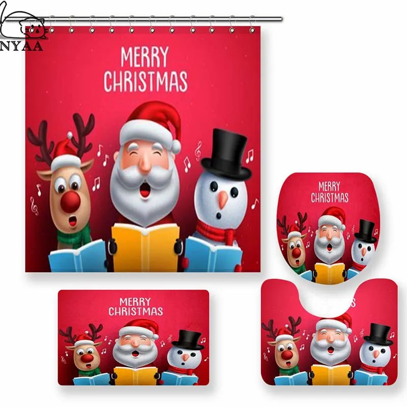 Nyaa Merry Christmas занавески для душа Санта Клаус Водонепроницаемый полиэстер ткань занавески для ванной комнаты для домашнего декора