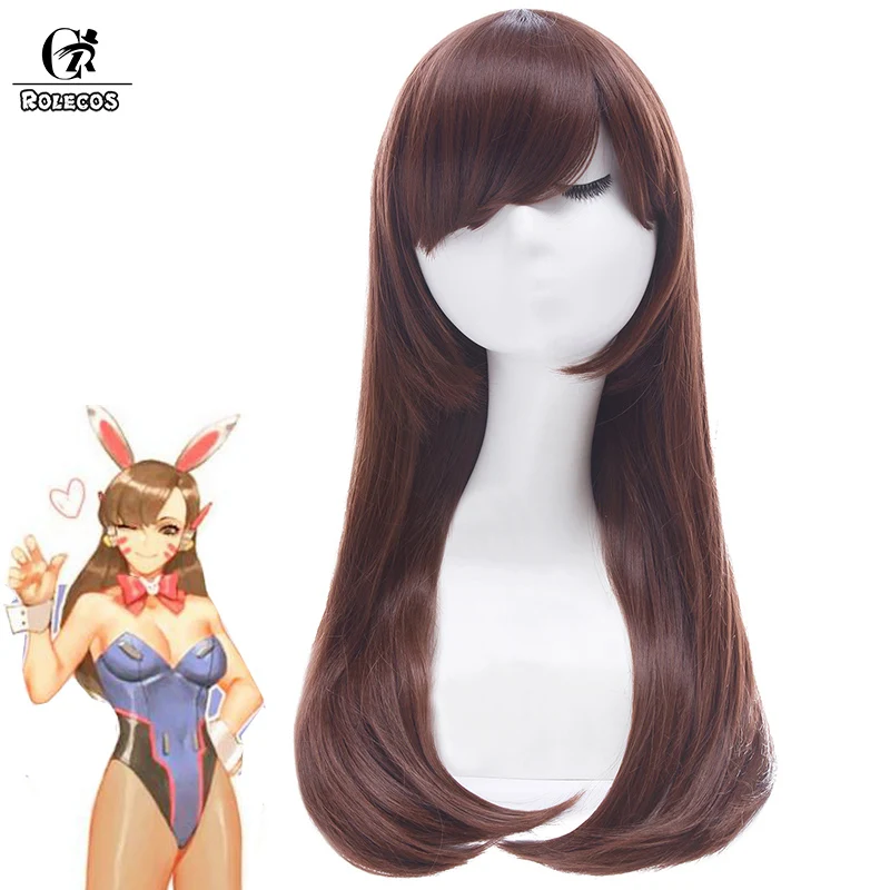 ROLECOS Over Game Watch косплей парик DVA Косплей длинный Hana Song OW женский головной убор 60 см