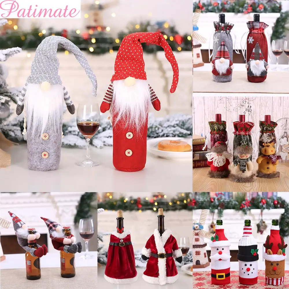 

PATIMATE Santa Claus Wine Bottle Cover Merry Christmas Decorations for Home 2019 Cristmas Decor Christmas Ornament New Year 2020