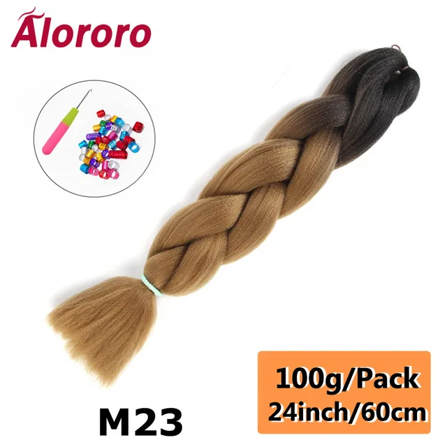 Jumbo Braid Hair Extensions Green Synthetic Braiding Hair 24 Inch Afro Blue Pink Purple Blonde Ombre Hair for Braids Alororo 24inches-M23