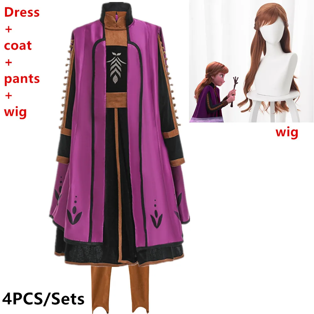 dress-coat-pants-wig Рождественское платье «Снежная королева 2» и «Эльза» для девочек-подростков; костюм принцессы на день рождения; карнавальное детское платье принцессы Эльзы и Анны; детская Маскировка - Цвет: dress-coat-pants-wig