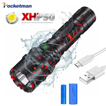 

Unique XHP50.2 High powerful LED tactical flashlight USB Charging hunting torch waterproof use 18650/26650 rechargeable battery