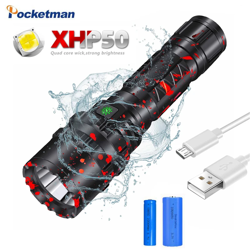 Уникальный мощный светодиодный фонарик XHP50.2 с usb зарядкой охотничий фонарь