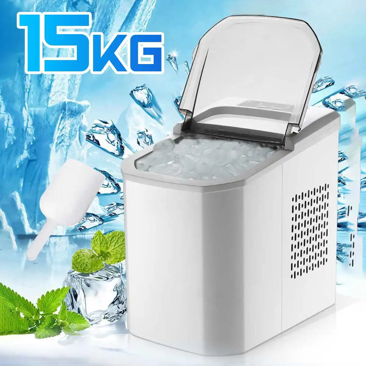 

Mini Automatic Electric Ice Maker Portable Bullet Round Block Ice Cube Making Machine Small Bar Coffee Shop 15kgs/24H