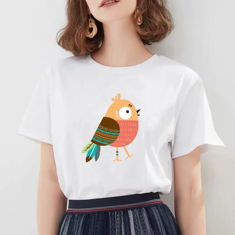 Summer T Shirt Women Streetwear O-Neck Short Sleeve Tops Tees Funny Animal Woman Clothes Casual Fox Print Tshirt Graphic T-shirt | Женская