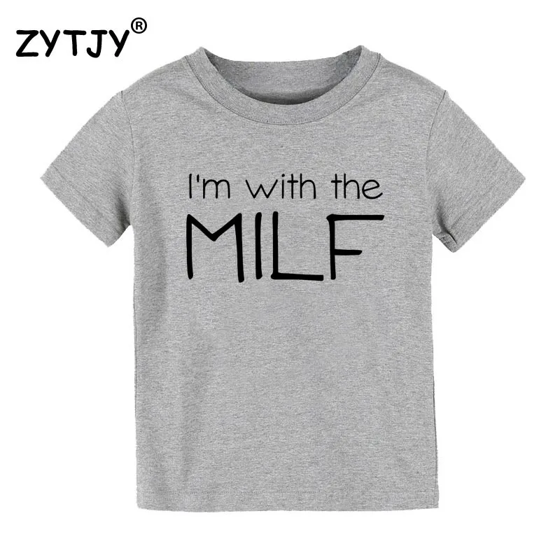 Детская футболка «I'm with the milf» футболка для мальчиков и девочек, детская одежда для малышей Забавные футболки Tumblr CZ-96