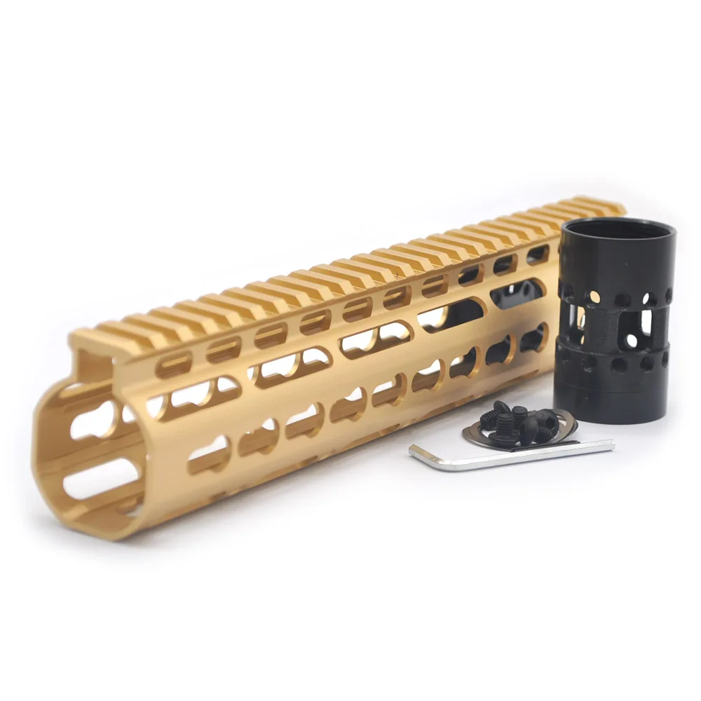 Aplus 10 ''дюймовый Keymod Handguard Rail роскошный местный золотой цвет поплавок система NSR/M16/M4/AR-15 серии алюминий/сталь гайка