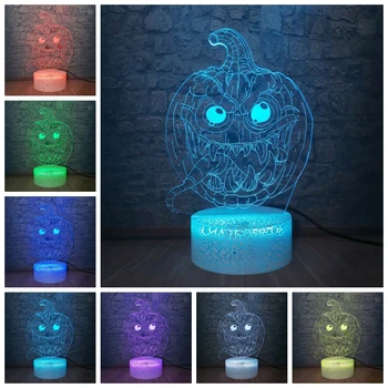 

Novelty Halloween pumpkins Model 3D LED Night Light Multicolor Change Table Lamp USB Remote Control lighting Home Bedside Decor