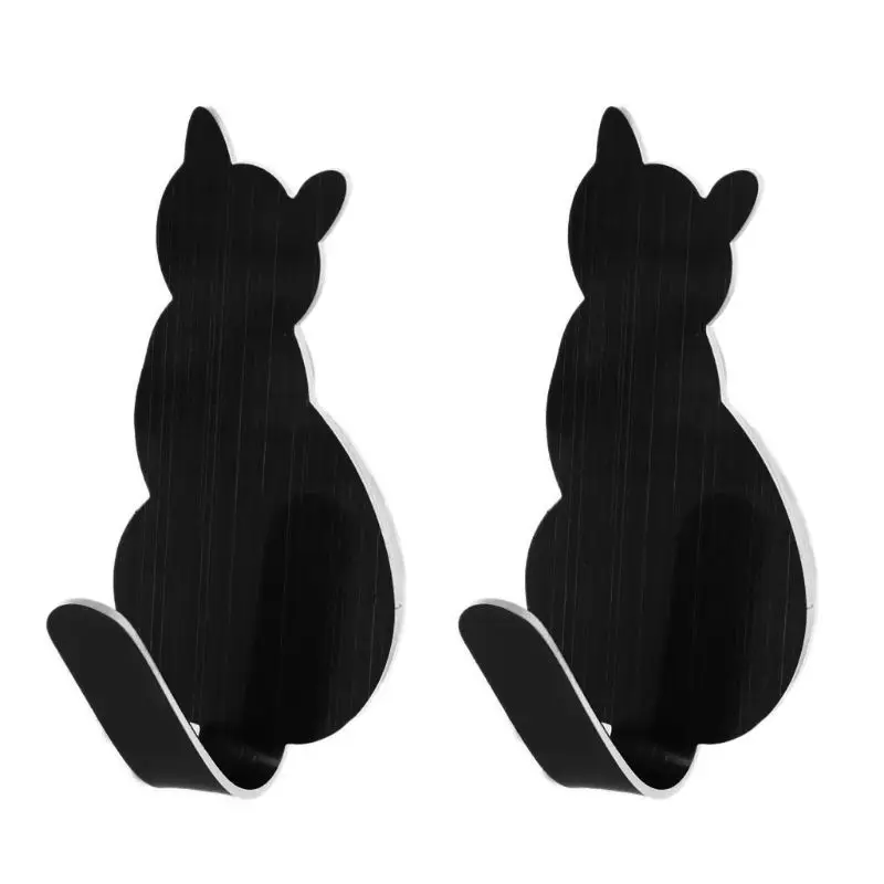 

2pcs Cat Tail Shaped Decorative Stainless Steel Wall Door Clothes Coat Key Hanger Hook Rack