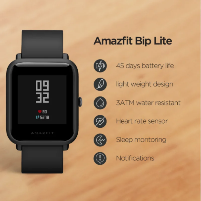Amazfit Bip lite многоязычные Смарт-часы Пульс 45 дней Срок службы батареи 3 АТМ водонепроницаемые спортивные часы