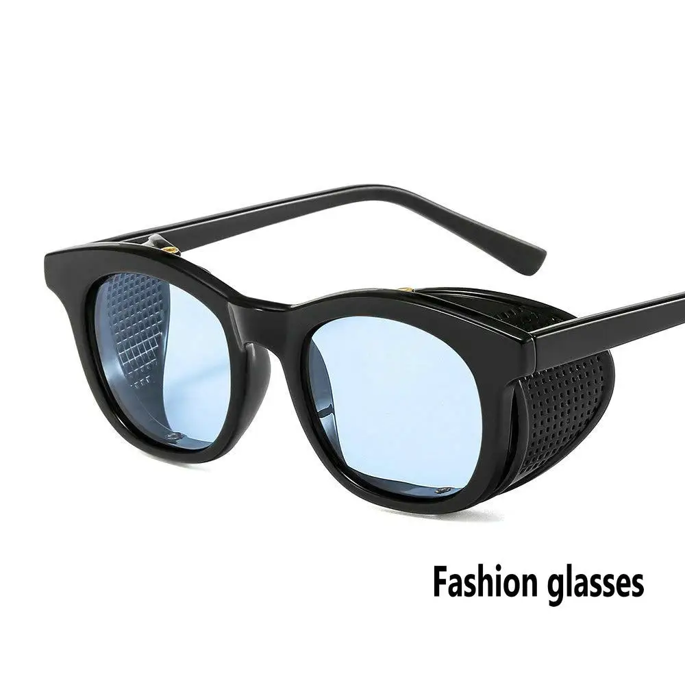 black blue Ультралегкие Круглые ретро солнцезащитные очки для мужчин и женщин модные ветрозащитные очки в стиле панк мужские очки FML - Цвет линз: black blue