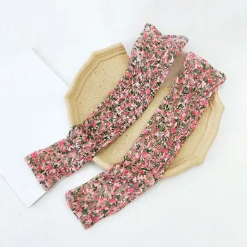 

Fashion Printing Lace Ice Silk Sleeves Gloves Arm Cover Hijab Stretchy Fabric Arab Sleeves New Elastic Sun Protection Arm Warmer