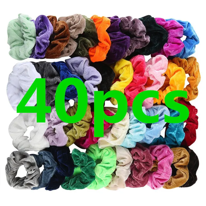 40/36/12/50 шт бархат волос Scrunchies резинки для волос Галстуки Веревки, обтянутая тканью для Для женщин gumki сделать wlosow 10,16