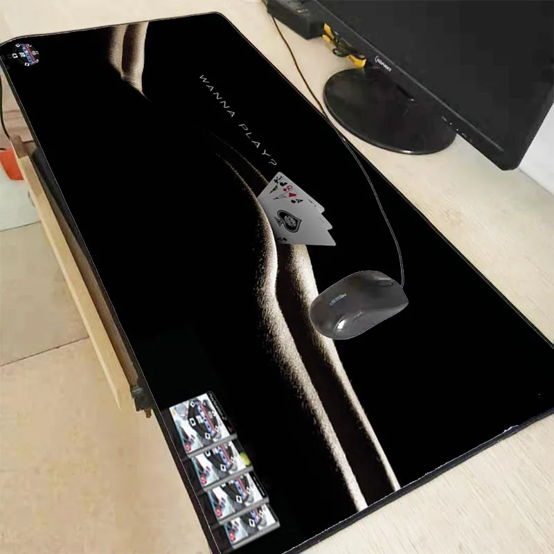 XGZ Sexy Girl Ass Gaming Black Background Lock Edge Mouse Pad Large Computer Mousepad Rubber Desk M