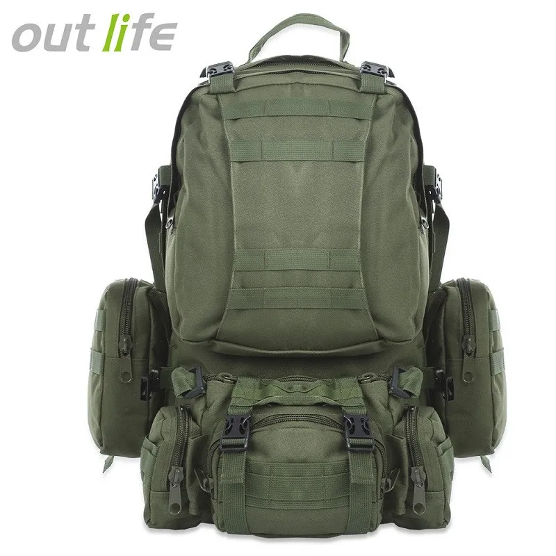  Outlife 50L Outdoor Backpack Molle Military Tactical Backpack Rucksack Sports Bag Waterproof Campin - 32802204318