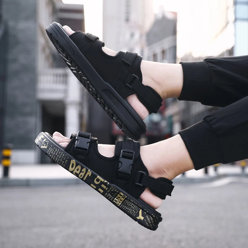 

Summer Men Sandals Gladiators Casual Roman Shoes Unisex Outside Large Size 36-46 Mens Slipper Black Flat Light Sandalias Hombre