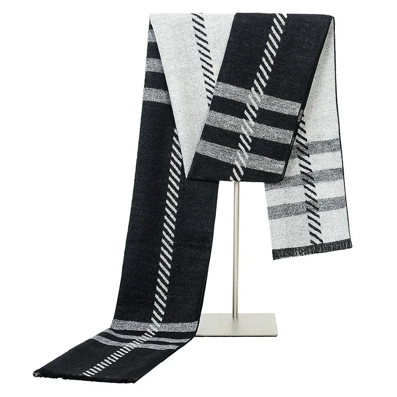 Autumn Model Feeling Scarves Men Vintage Tartan Scarf Men's Winter Warm Wool Neckerchief Luxury Cashmere Shawl Wrap New
