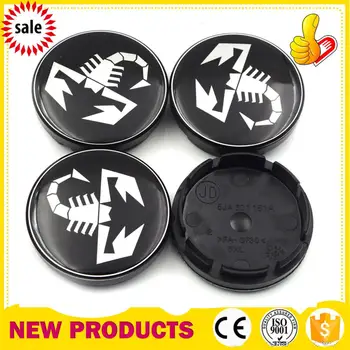 

4pcs/lot 56mm white Scorption Black surface Car Emblem Wheel HubCaps Center Cap Hub Cap Rim Badge Covers Abarth Logo 5JA601151A