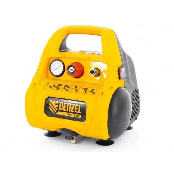 Компрессор воздушный безмасляный РС 1/6-180,1, 1 кВт, 180 л/мин, 6 л Denzel
