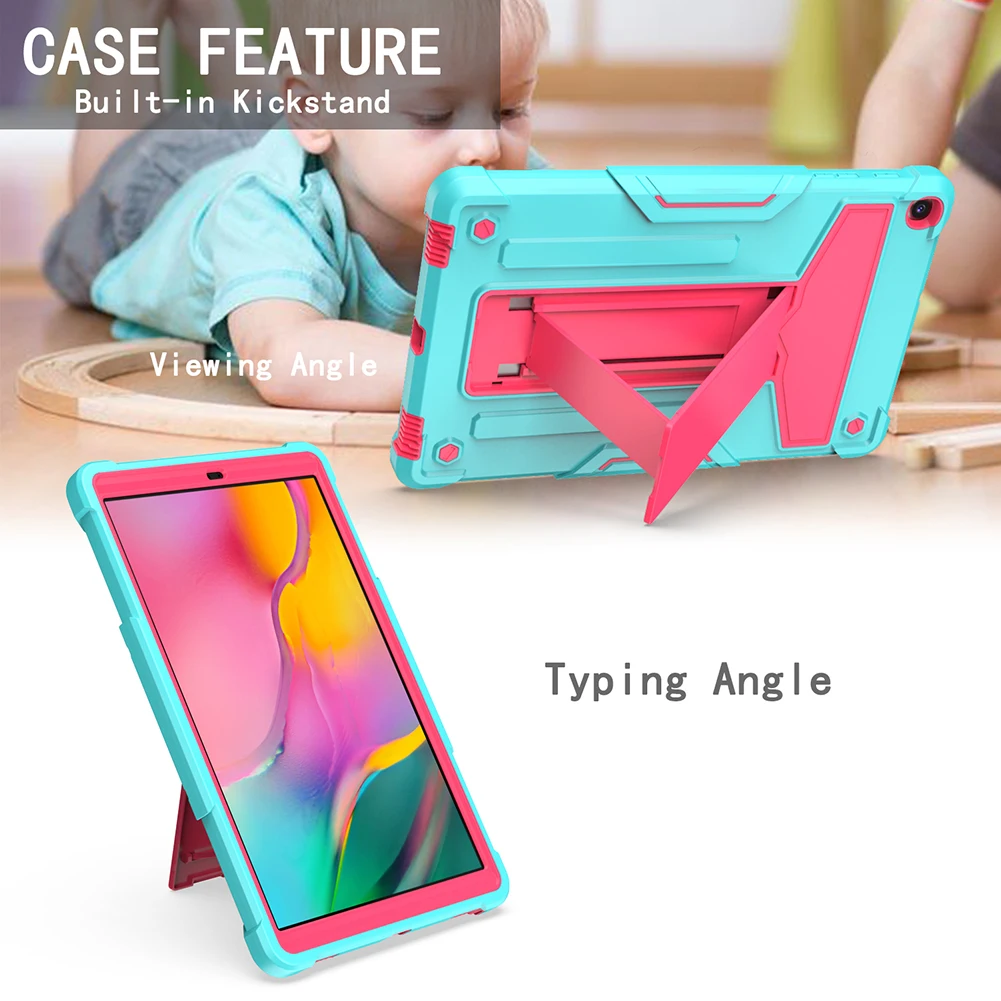 

T-shaped Bracket Protective Tablet Stand Case For Samsung Galaxy Tab A 10.4 2020 T500 T505 Tablet Stand Hit Color Rugged Cover