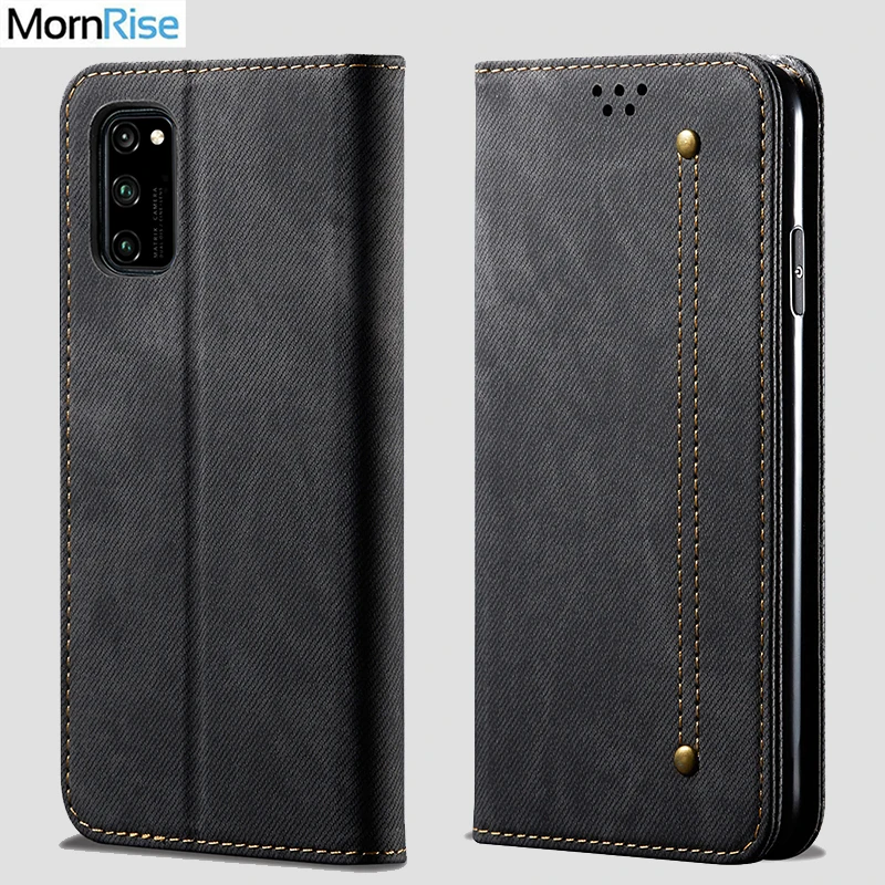 For Huawei Honor View 30 Wallet Case Magnetic Book Folio Flip Cover V30 Pro 5G Denim Leather Bag Kickstand Card Holder | Мобильные