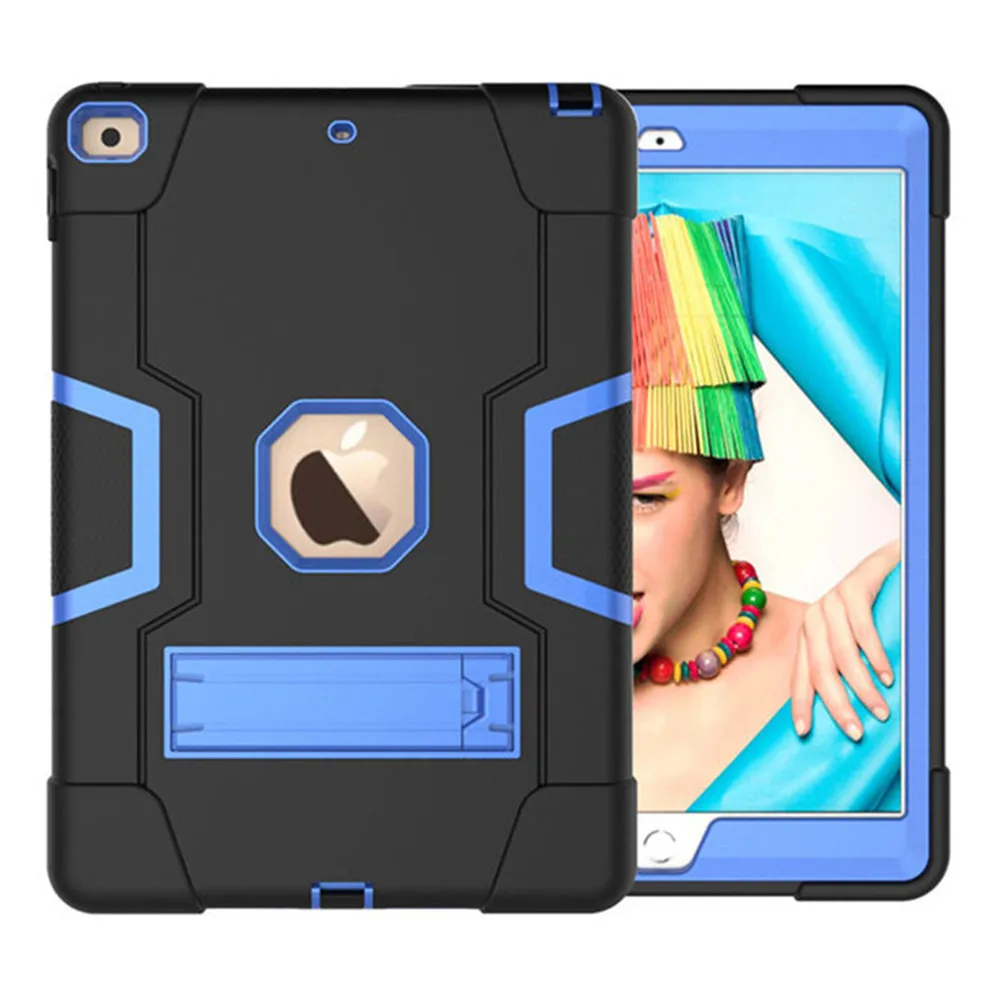 Black Blue Чехол для iPad 10," противоударный детский безопасный ПК силиконовый гибридный чехол с подставкой для iPad 10,2 чехол A2200 A2198 A2197+ ручка - Цвет: Black Blue