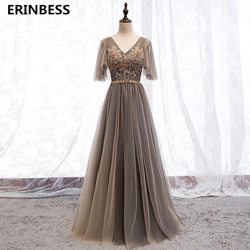 Vestido de festa платье для выпускного вечера с v-образным вырезом es длинное строгое платье длиной до пола с коротким рукавом ТРАПЕЦИЕВИДНОЕ платье для выпускного вечера модный халат De Soiree