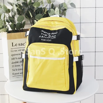

Fashion Woman Backpack Waterproof Large Nylon Soft Handle Canvas Laptop Yellow Shoulder School Bag Rucksack Girls Women Travel