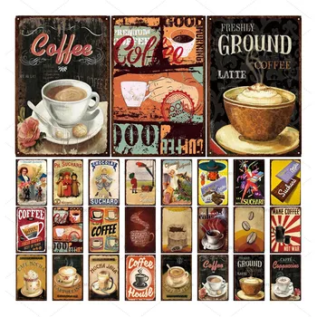 

Hot Coffee Metal Plates Metal Tin Sign Home Wall Art Craft Metal Art For Bar Cafe Pub Decoration Iron Painting 20x30cm
