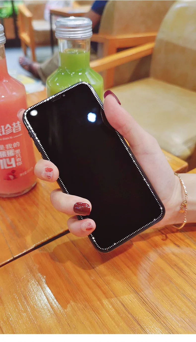 Новейшая рамка Алмазная стеклянная пленка для экрана iphone/apple Xs max XR X 8 7 plus Закаленное стекло Защитная пленка для экрана