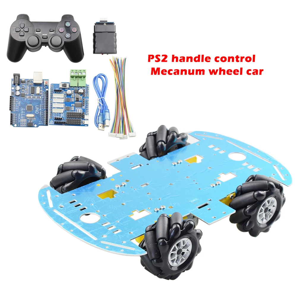 Cheapest Mecanum Wheel Omni-directional Robot Car Chassis Kit with 4pcs TT Motor for Arduino Raspberry Pi DIY Toy Parts