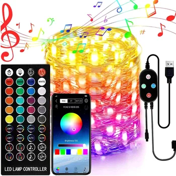 

20m LED Smart USB String Lights Christmas Tree Decoration Lights App Remote Control Outdoor Muticolor Personalized String Lights