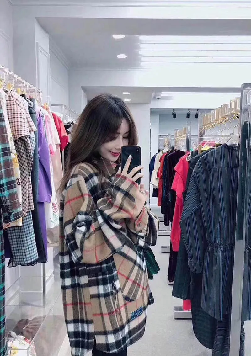 19SS Осень Зима Новая WE11DONE простая Свободная рубашка мужская мода для женщин 1:1 Топ We11done сшитая клетчатая полосатая шерстяная рубашка - Цвет: 3