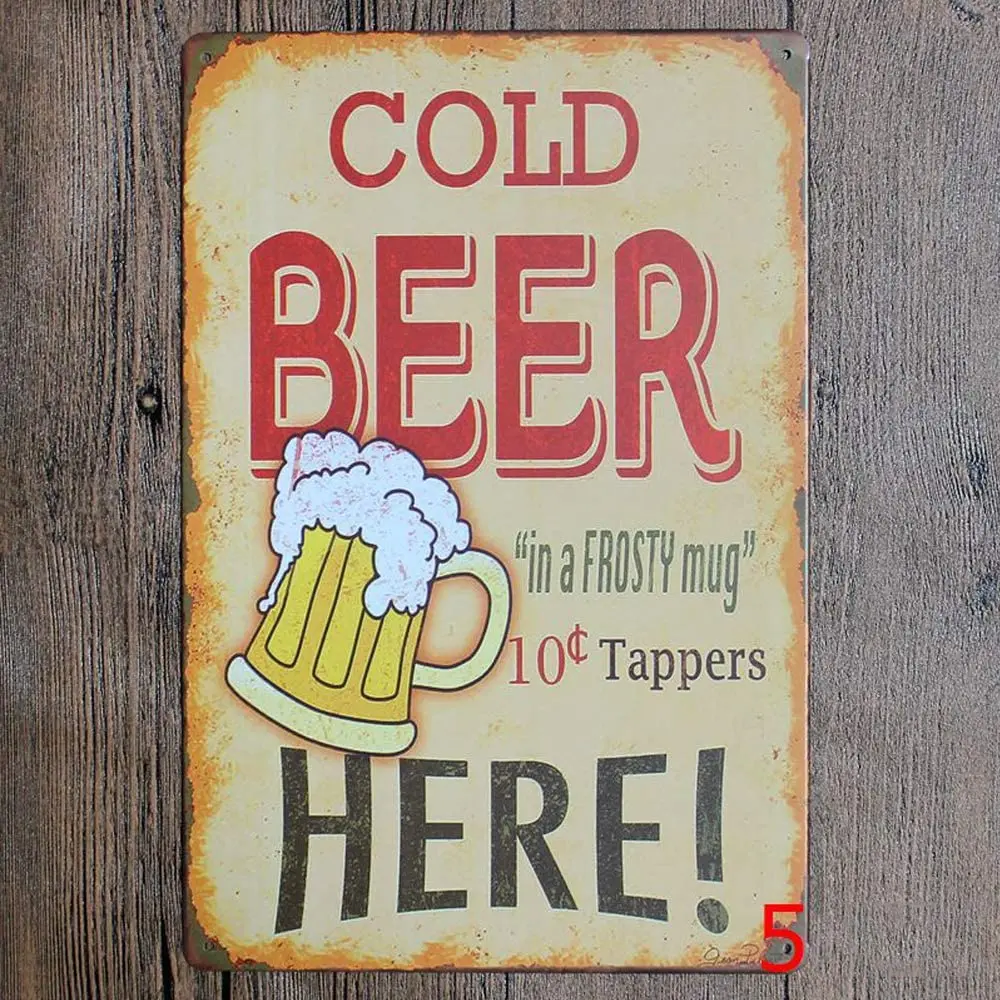 

Cold beer metal logo, retro design, art wall, thick tin printing, bar decoration poster