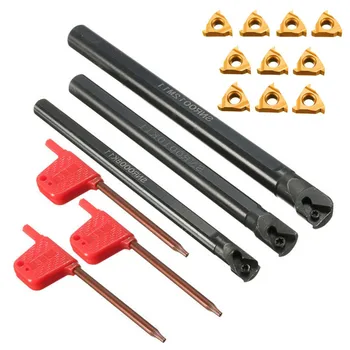

New 3 Set SNR0008K11+SNR0010K11+SNR0012M11 Lathe Boring Bar Stainless Steel 3Pcs wrench+ 10x 11IR A60 Insert Wrench