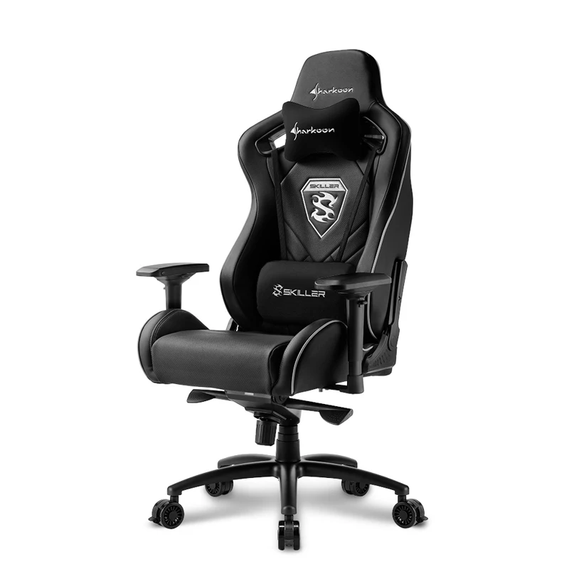 Черный Игровое кресло Sharkoon Skiller SGS4 компьютерное, до 150 кг, кожа PU/PVC, металл - Цвет: Черный