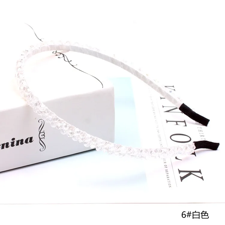 pattern 3 white Solid Color Luxury Rhinestone Headband Women Beads Bezel Hair Hoop Korea Hairband Girls Bride Wedding Hair Accessories - Цвет: pattern 3 white
